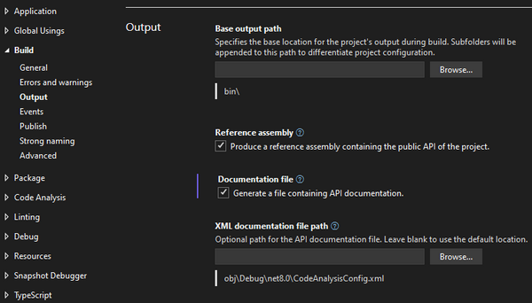 Enabling documentation file output