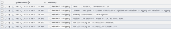 Log entries in Kibana