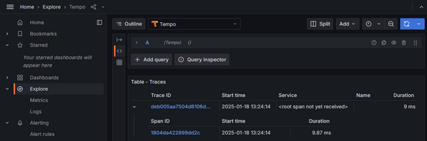 Missing root span in Grafana